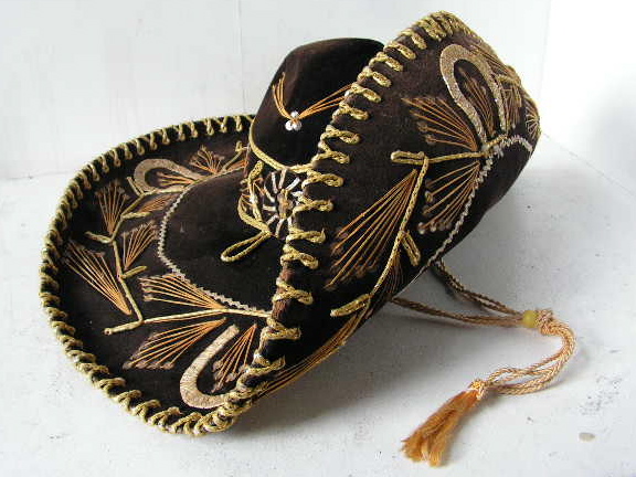 SOMBRERO, Black w Gold Embroidery